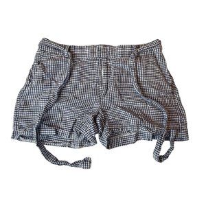 Banana Republic Womens Gingham Shorts Mid Rise Tie Waist LIN Cotton Blue White 4